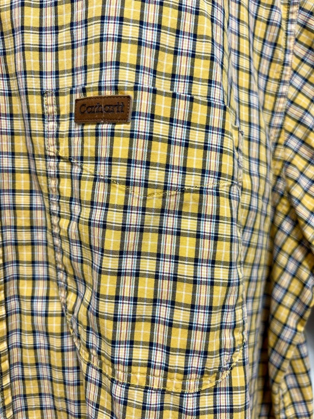 Carhartt Yellow and Black Plaid‎ Short-Sleeve Button-Down Shirt
